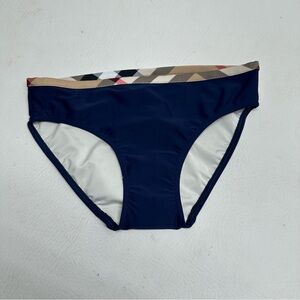 Burberry Navy Bikini Bottom with Patterned Waistband size 14Y NWOT